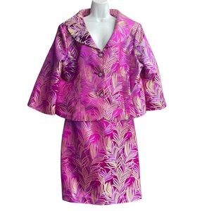 Vintage Midnight Velvet 2-Piece Set Jacket & Skirt XXL Chinese Brocade Purple